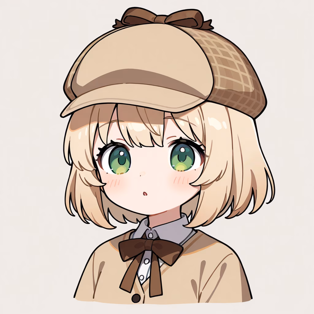 1girl, deerstalker, general, simple background