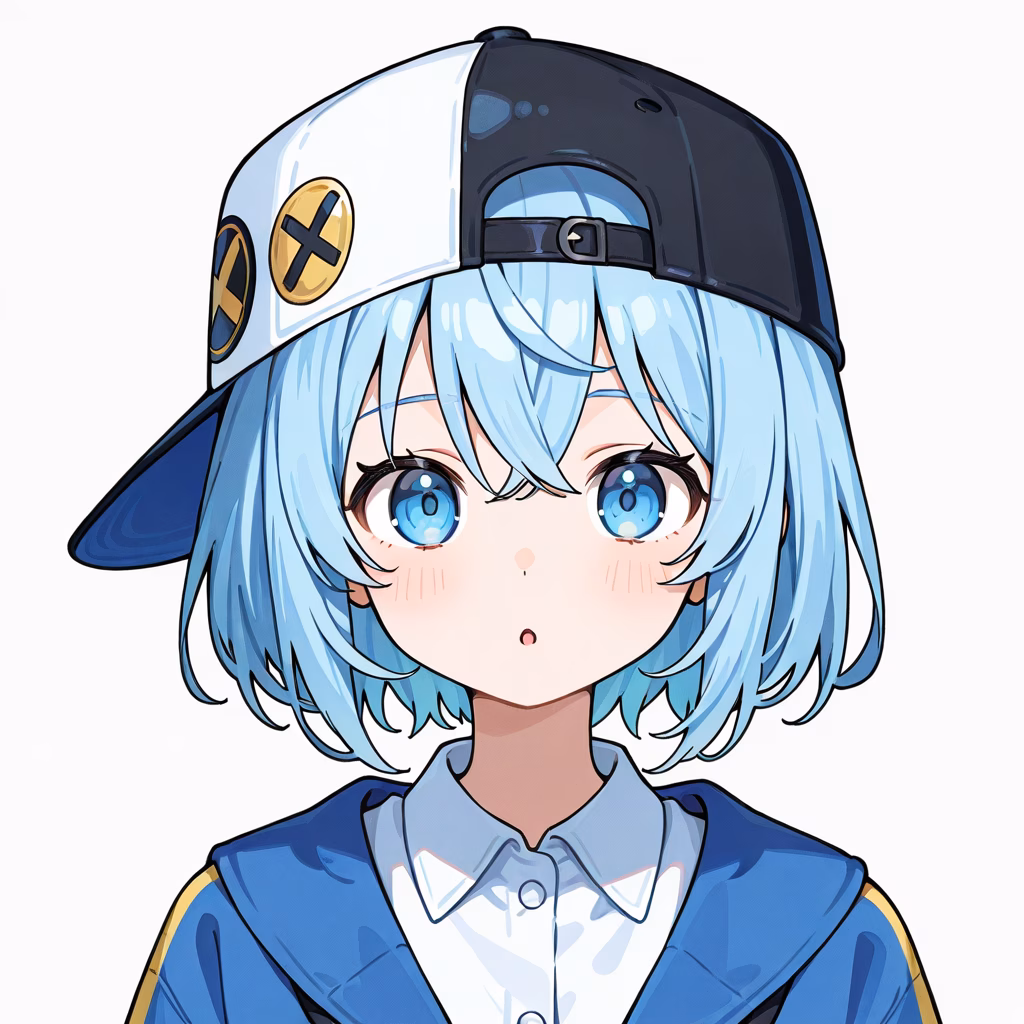 1girl, sideways-hat, general, simple background