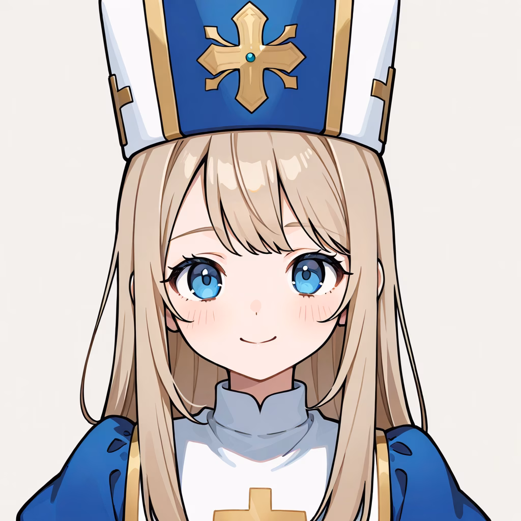 1girl mitre general simple background