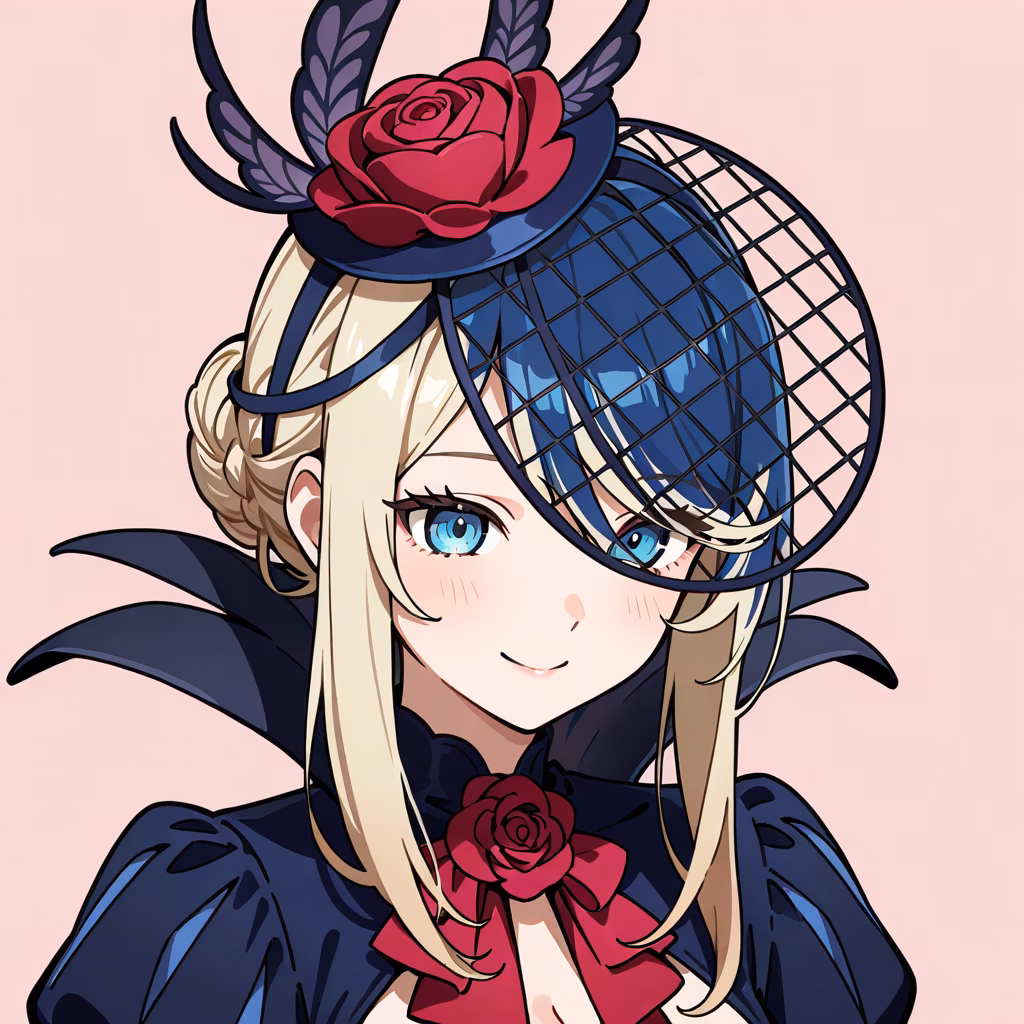 1girl fascinator general simple background