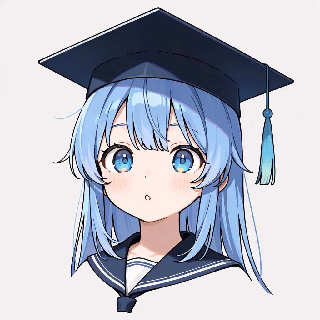 1girl, mortarboard, general, simple background