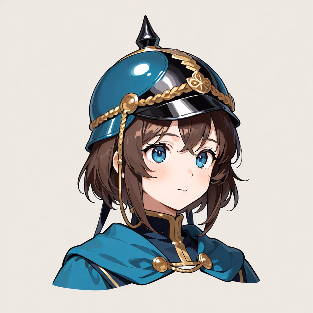 1girl pickelhaube general simple background