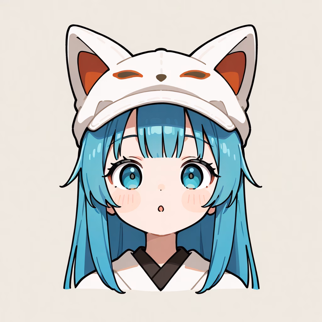 1girl, fox-hat, general, simple background