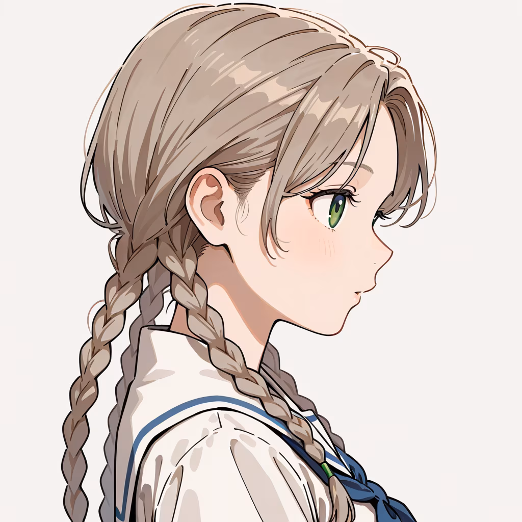 1girl multiple braids simple background from side