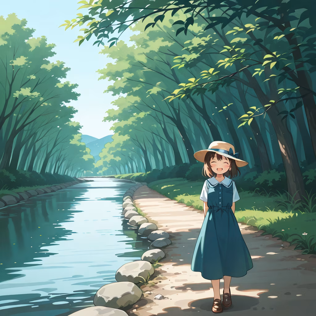 1girl river hat general day