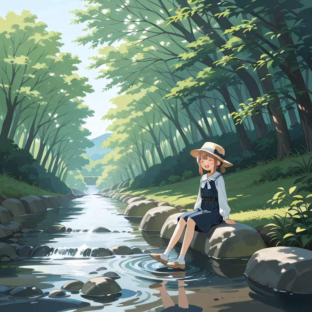 1girl stream hat general day