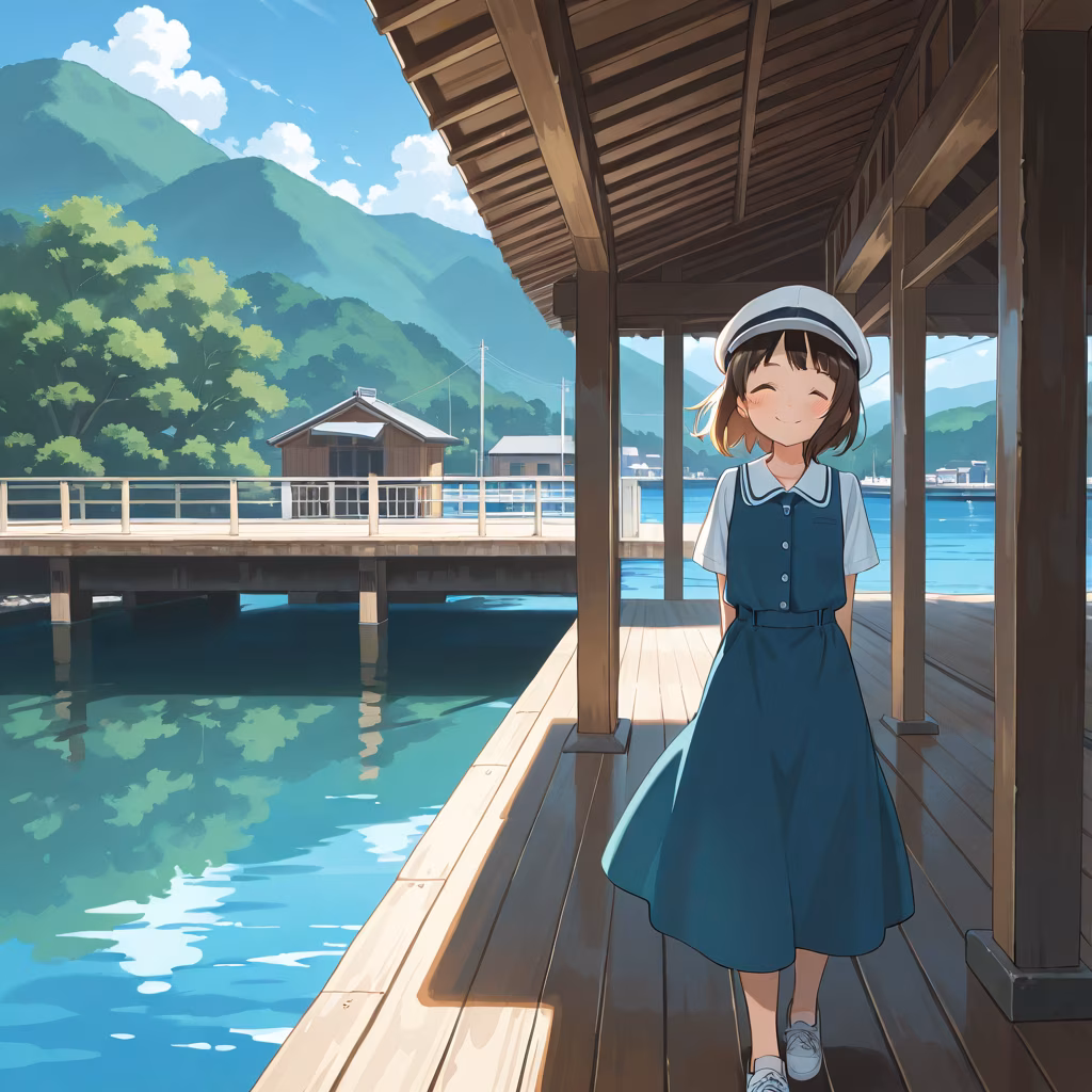 1girl dock hat general day