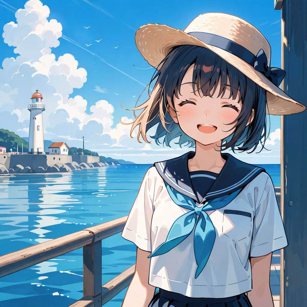 1girl lighthouse hat general day