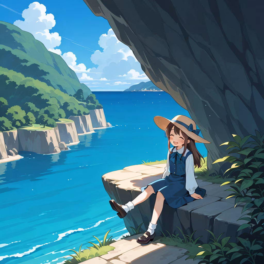 1girl island hat general day
