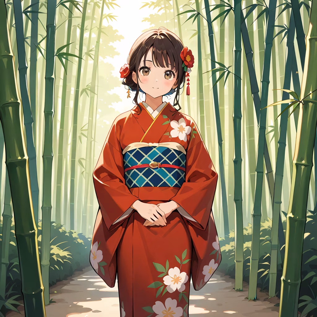 1girl bamboo forest kimono
