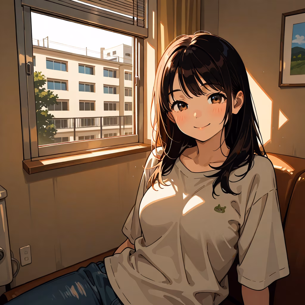 1girl apartment smile