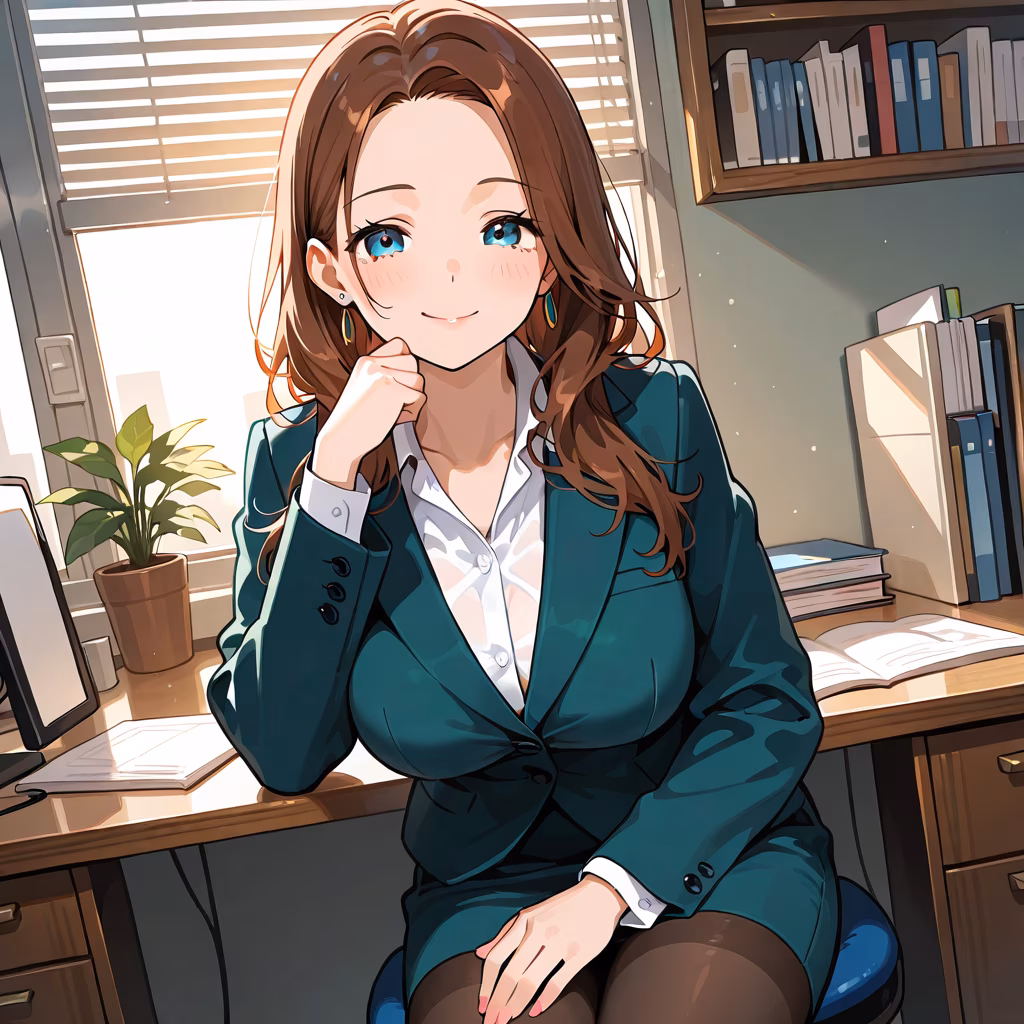 1girl office smile