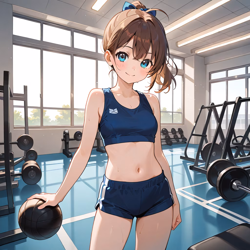 1girl gym smile