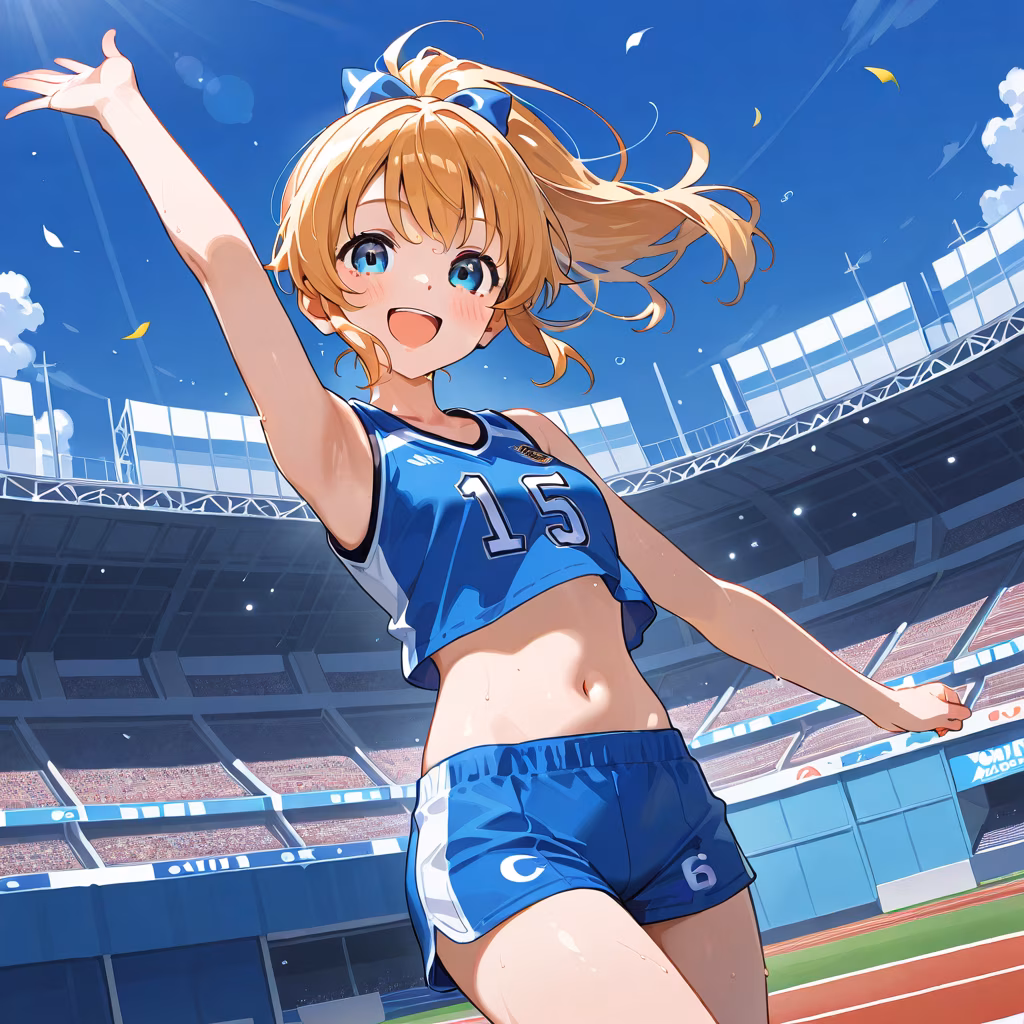 1girl stadium smile