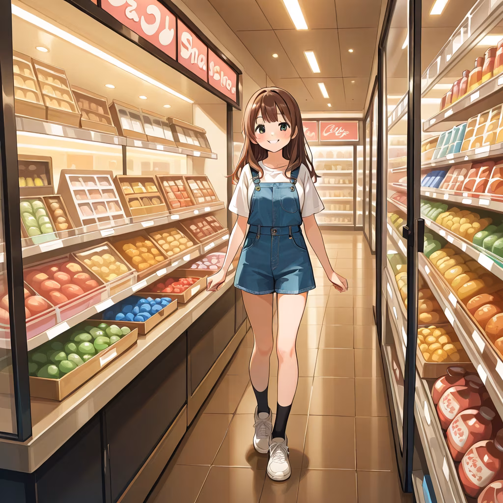 1girl shop smile