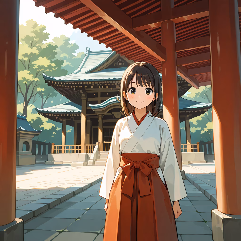 1girl temple smile