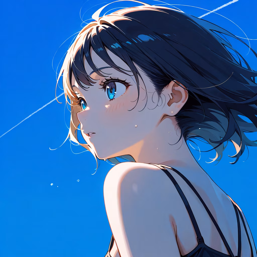 1girl blue sky