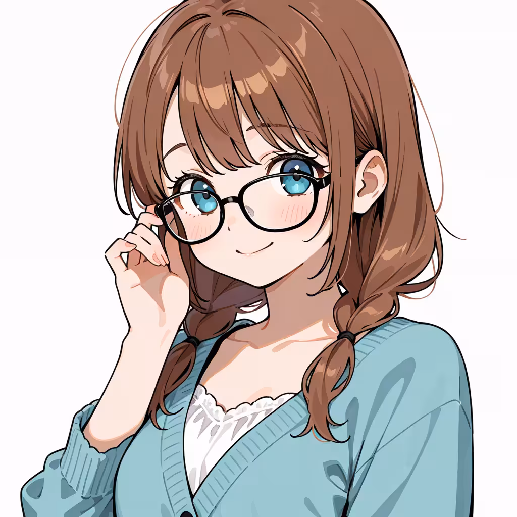 1girl glasses white background