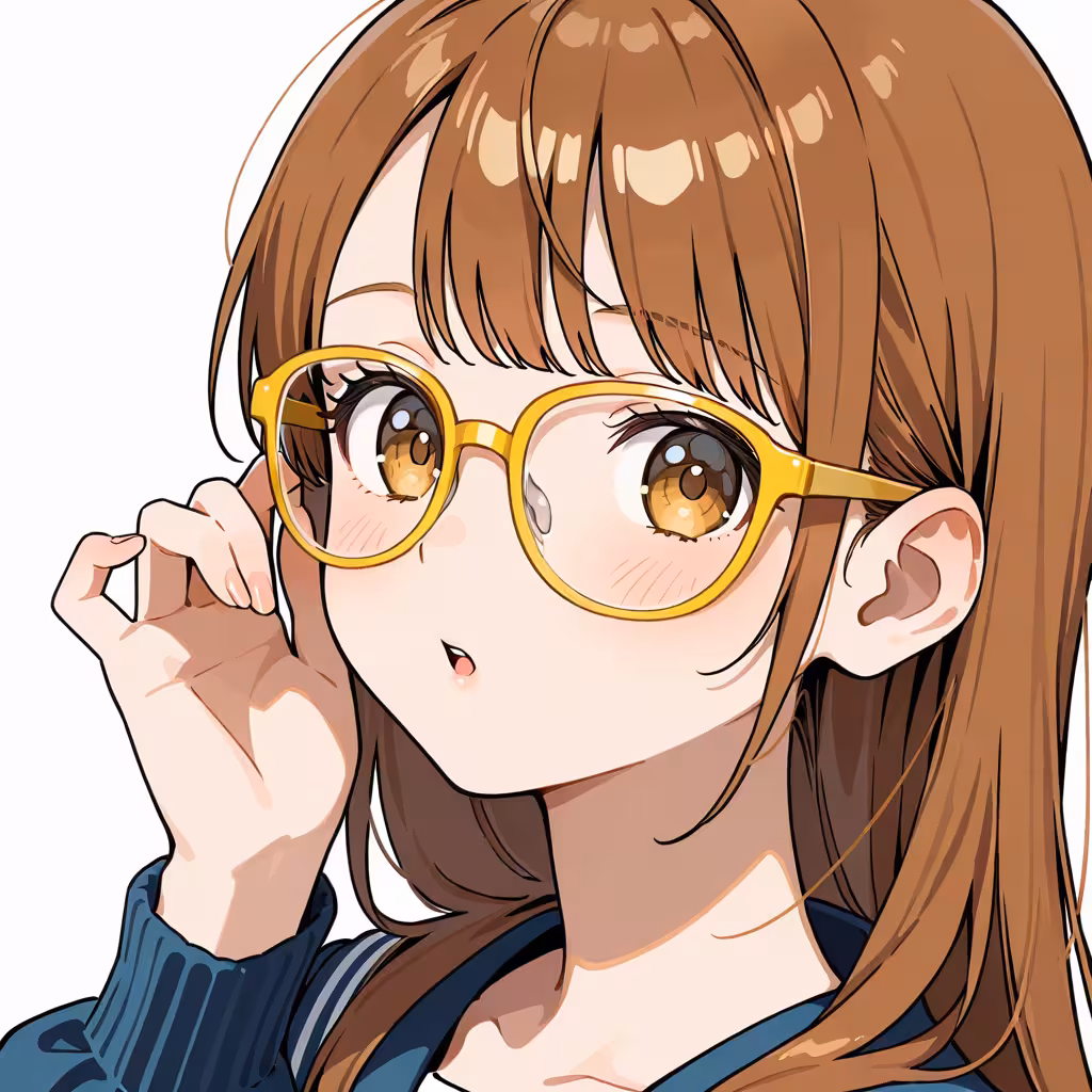 1girl yellow framed eyewear white background