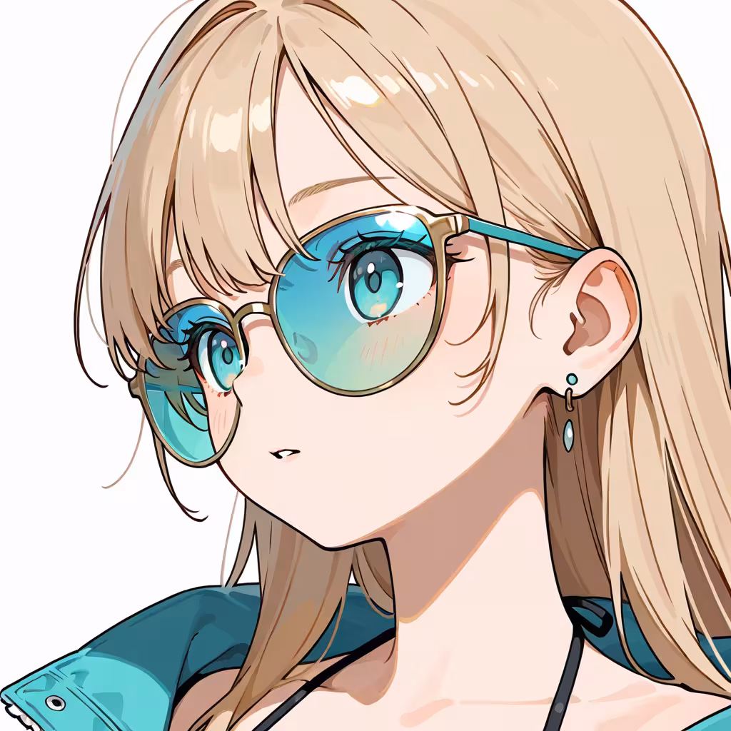 1girl aqua tinted eyewear white background