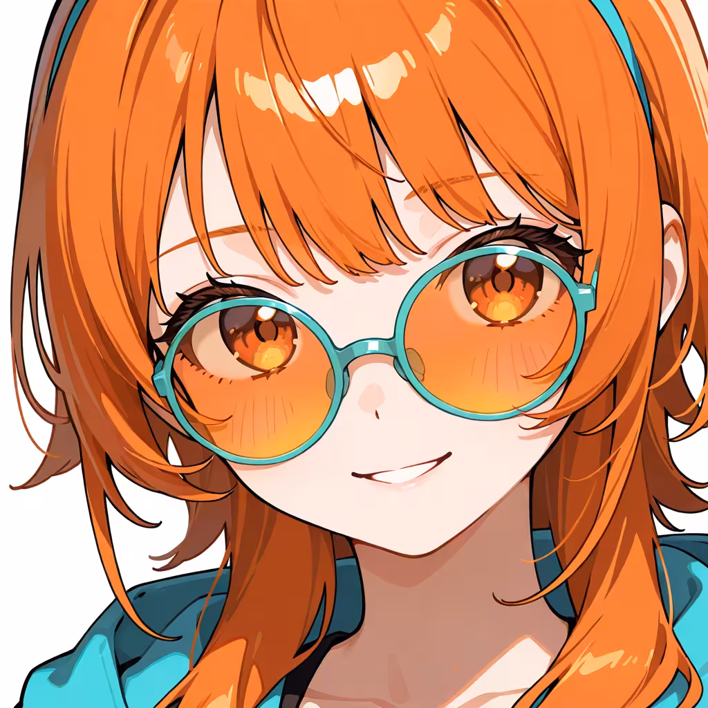 1girl orange tinted eyewear white background
