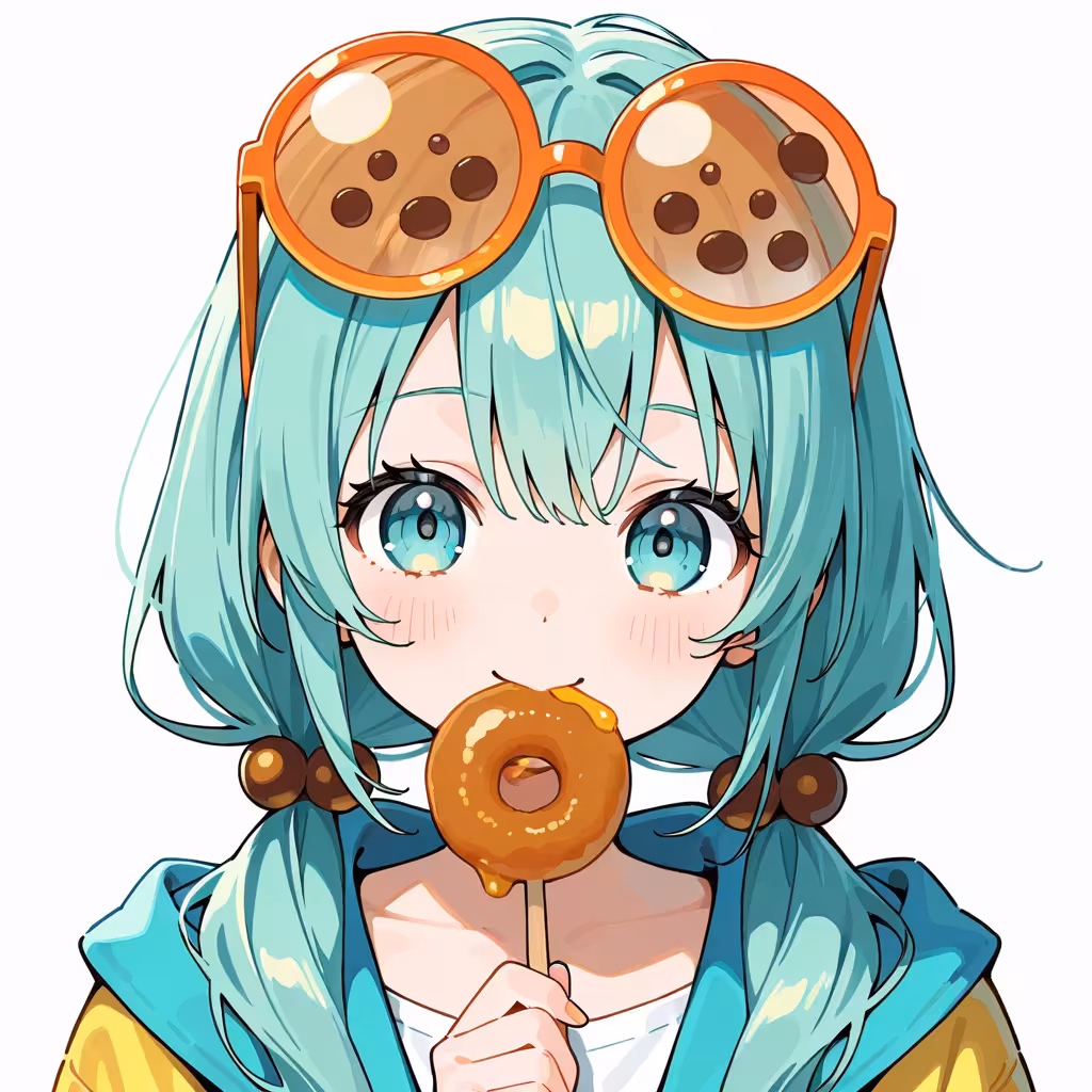 1girl food themed eyewear white background
