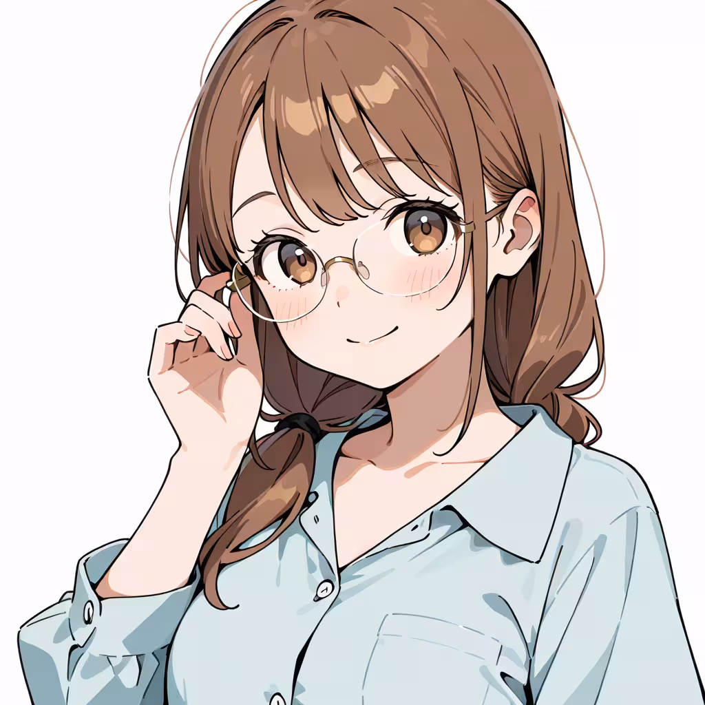 1girl rimless eyewear white background