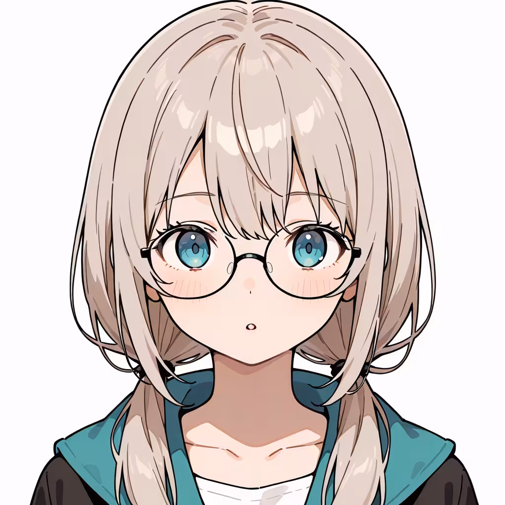 1girl semi circular eyewear white background