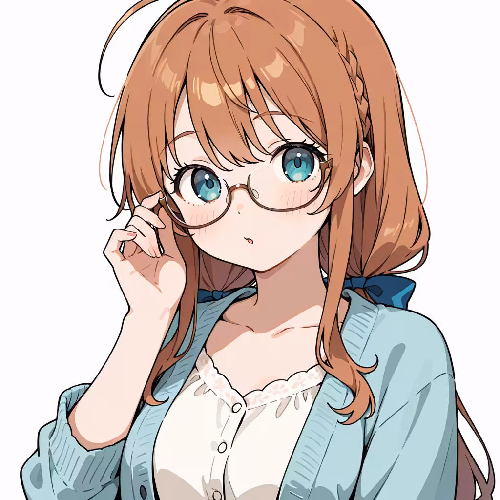 1girl semi rimless eyewear white background