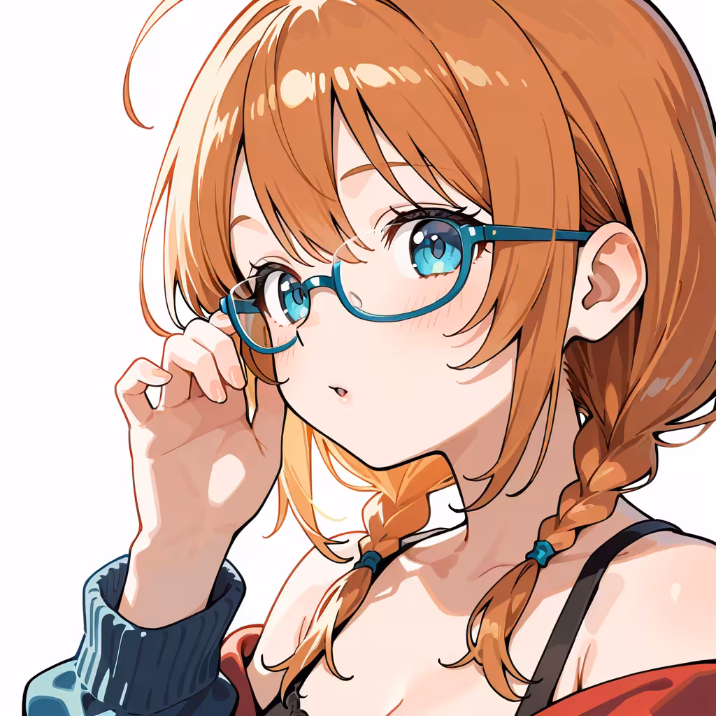 1girl under rim eyewear white background