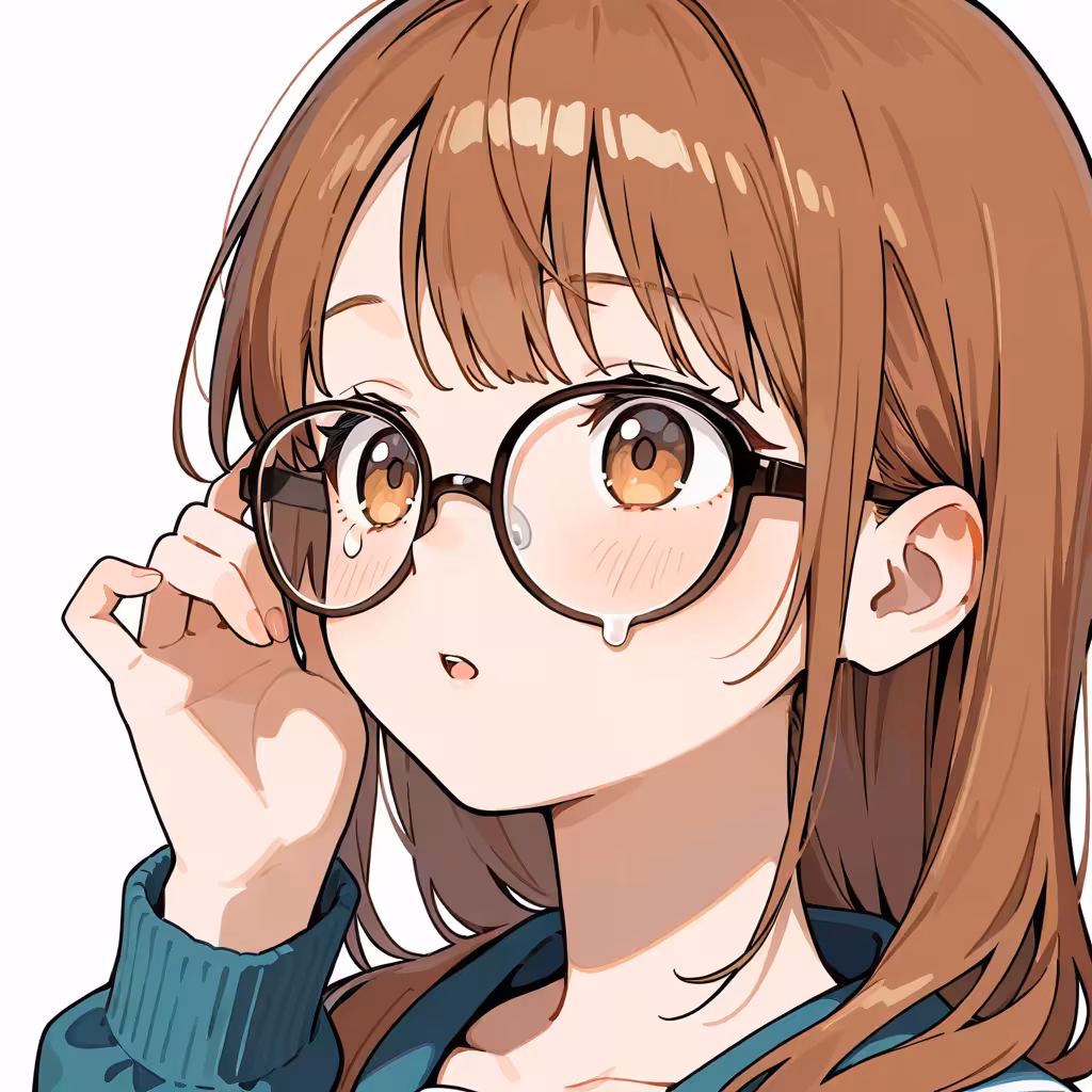 1girl teardrop framed glasses white background