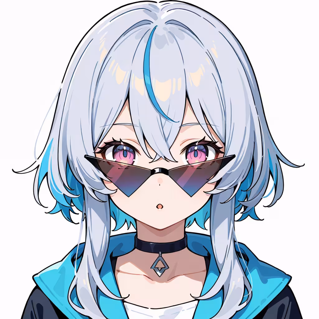 1girl triangular eyewear white background