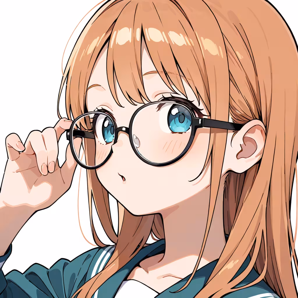 1girl adjusting eyewear white background