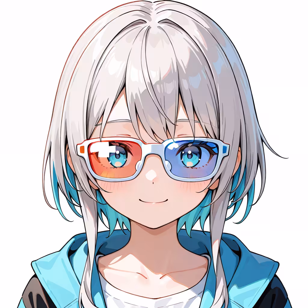 1girl 3D glasses white background