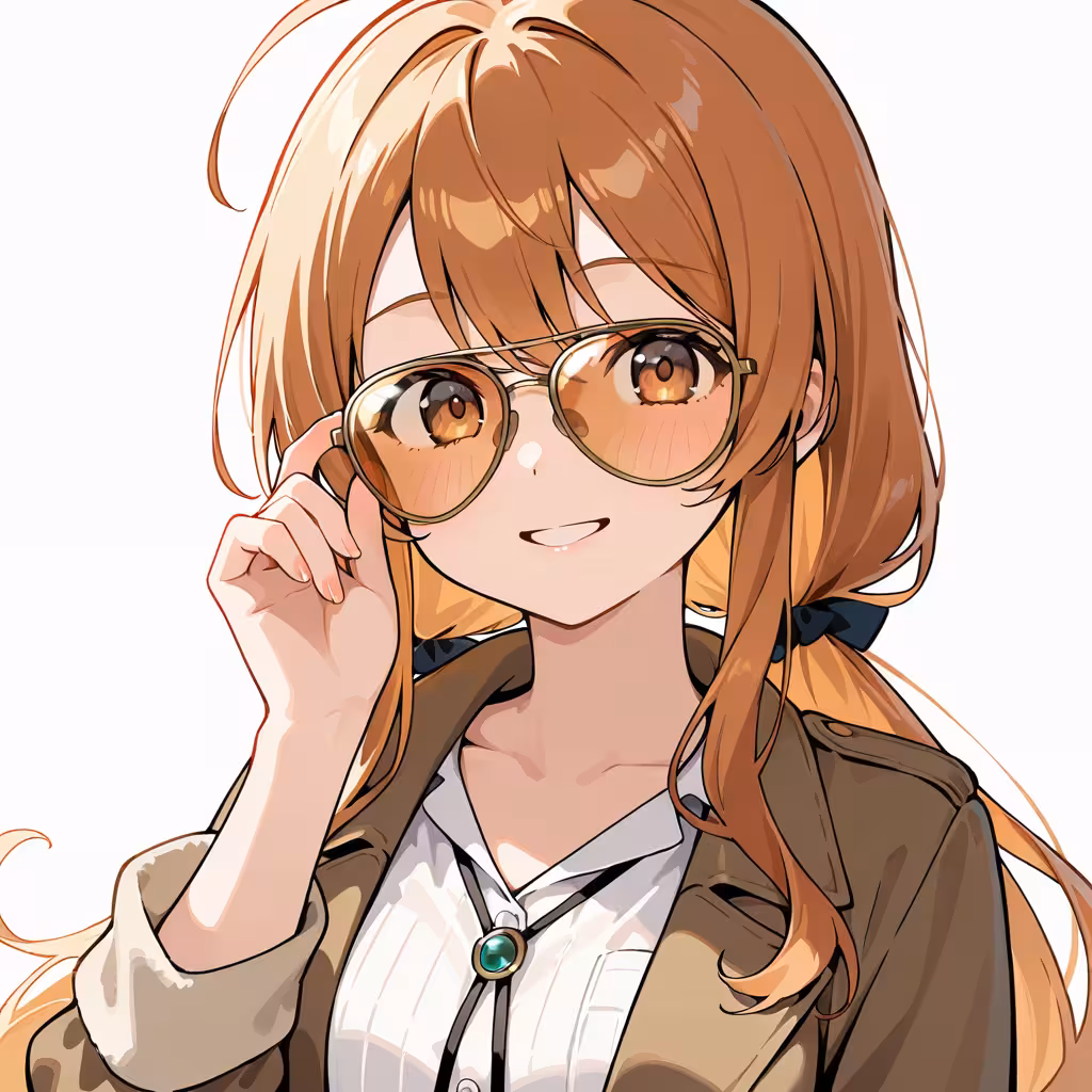 1girl aviator glasses white background
