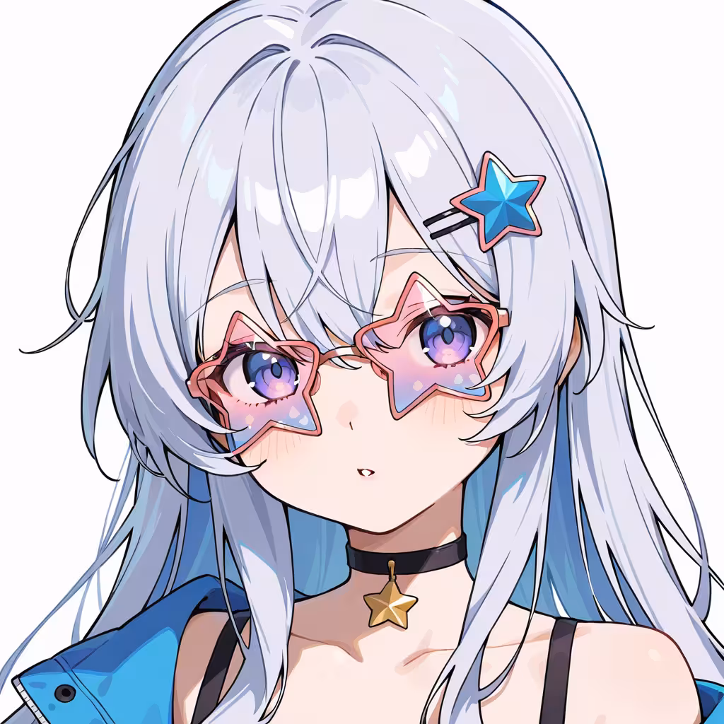1girl star shaped eyewear white background