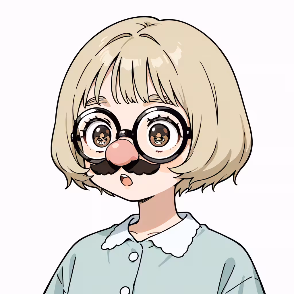 1girl groucho glasses white background