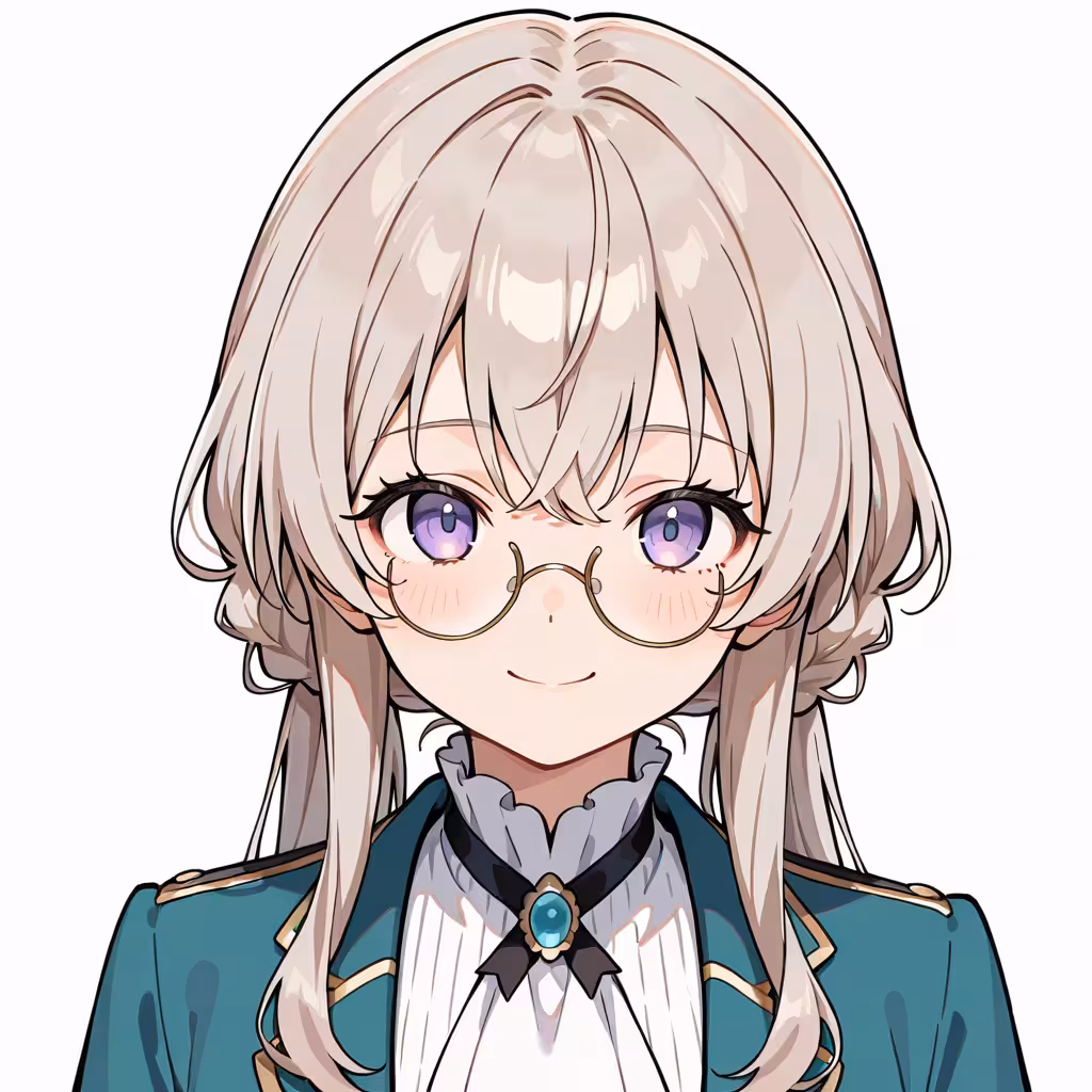 1girl pince nez white background