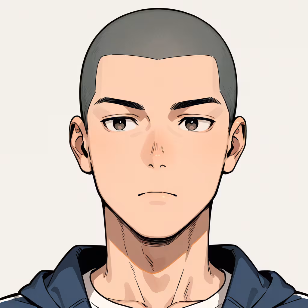 1boy buzz cut safe simple background