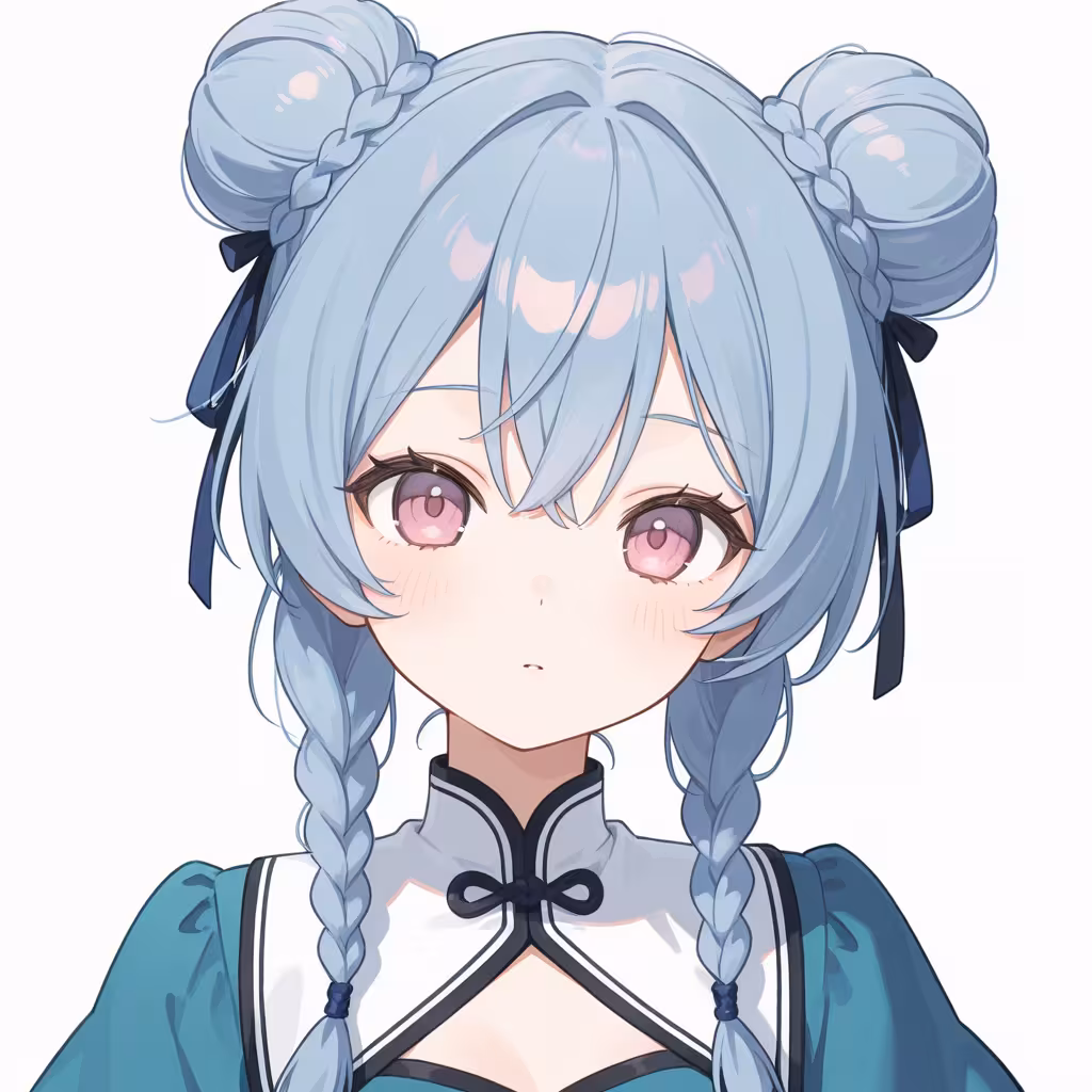 1girl bun with braided base upper body white background