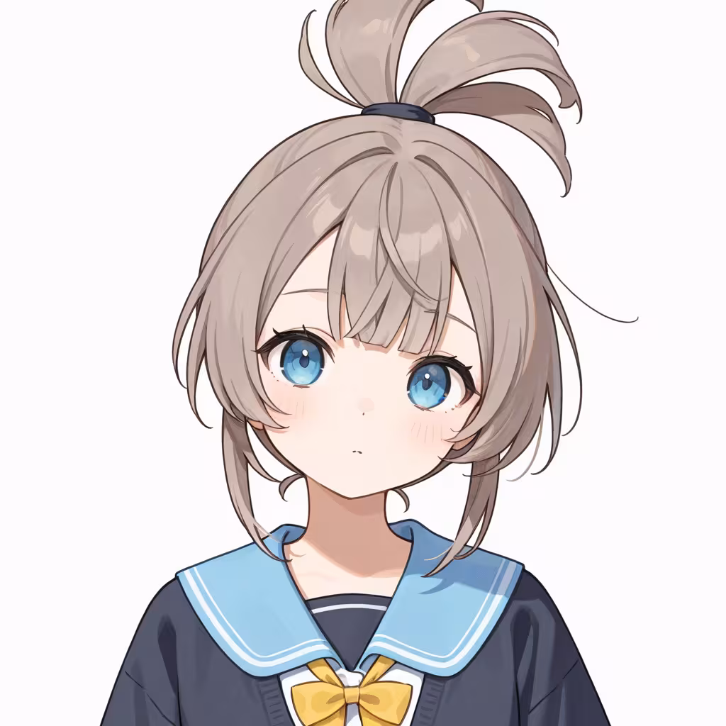 1girl topknot center-flap bangs upper body white background