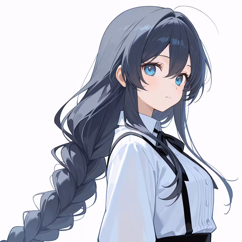 1girl low-braided long hair white background