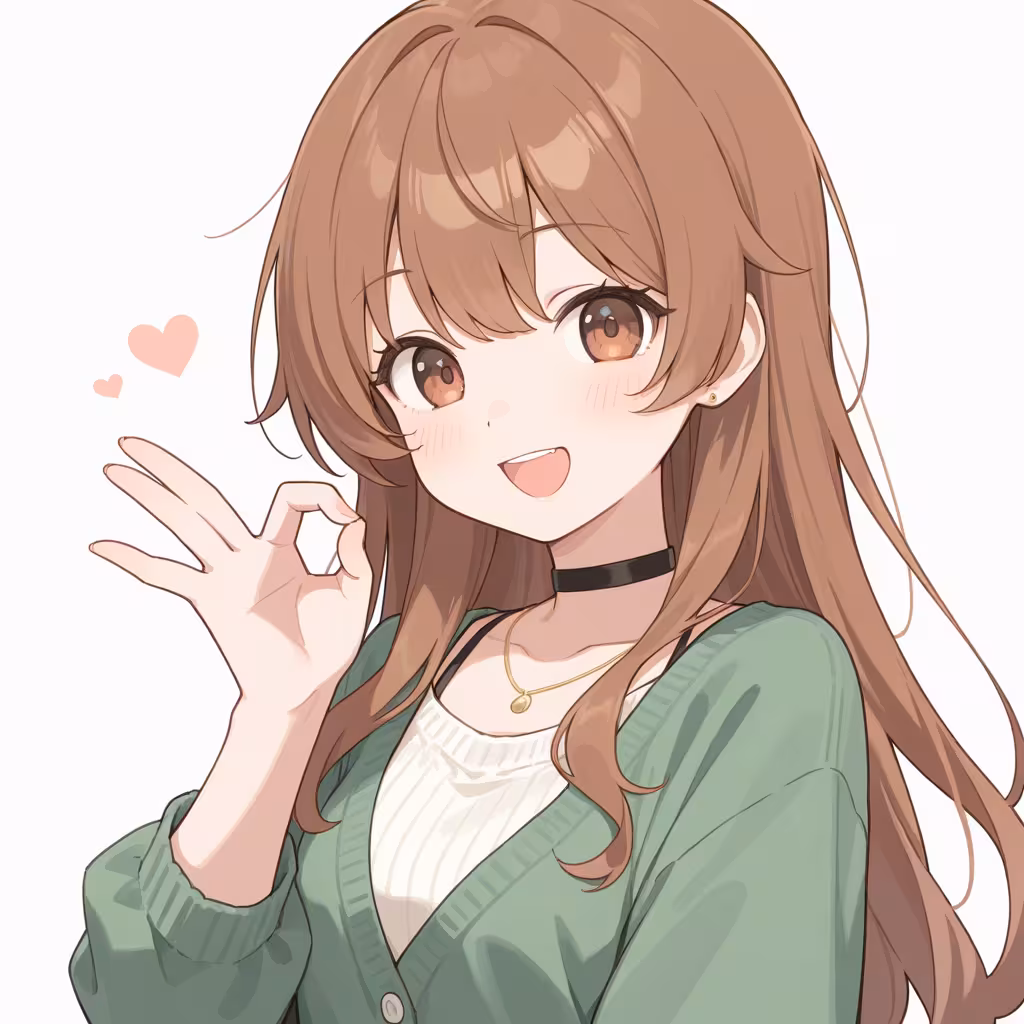 1girl ok sign casual white background