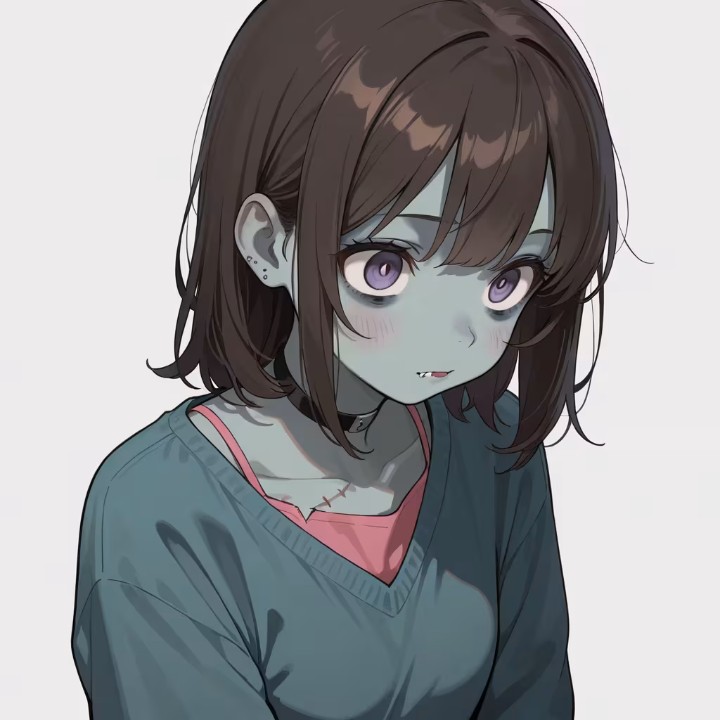 1girl zombie simple background white background