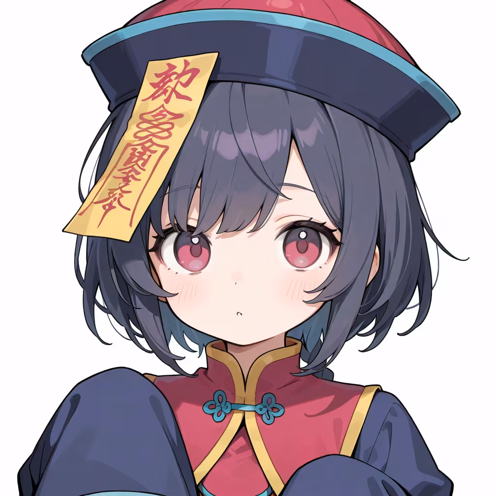 1girl jiangshi simple background white background