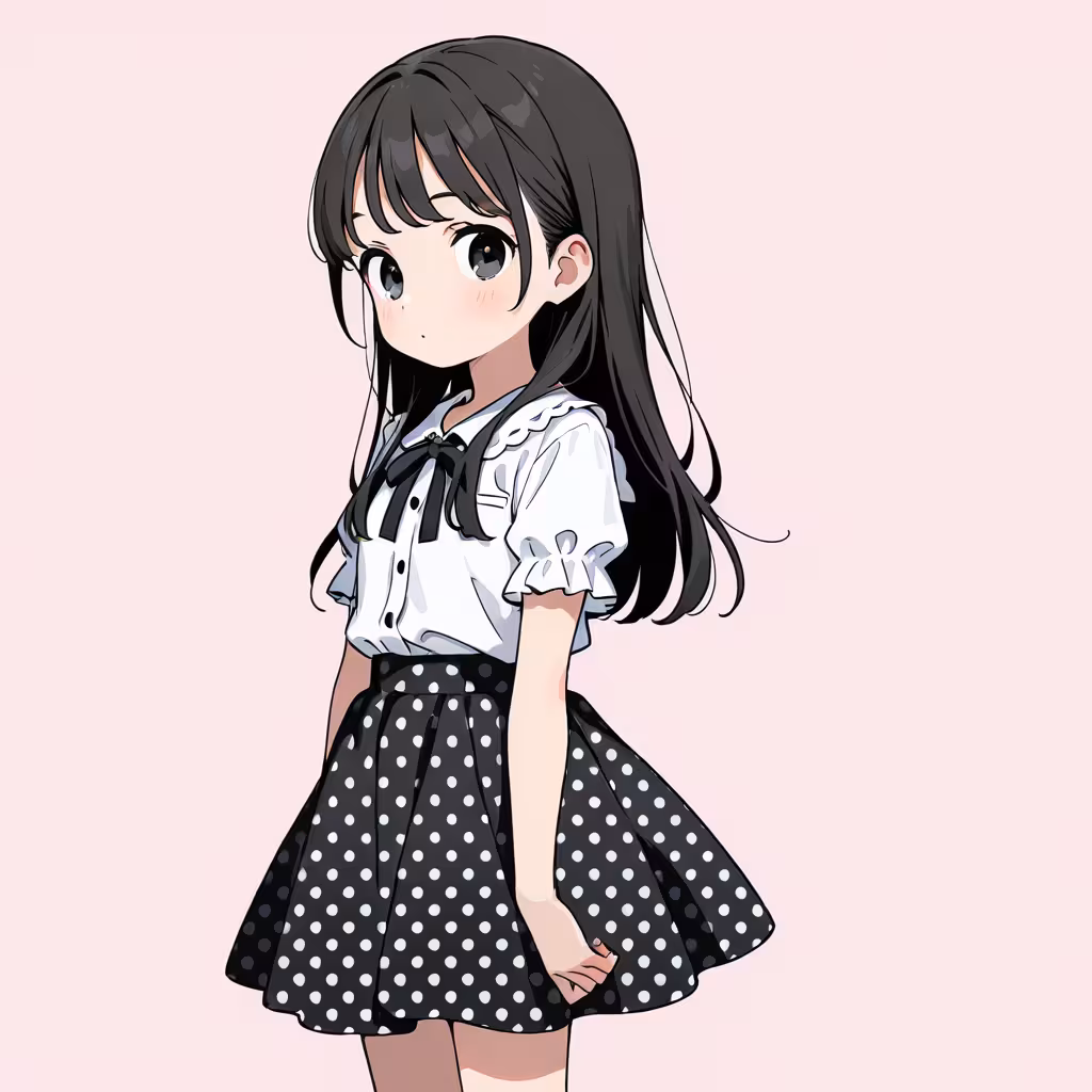 水玉模様のスカート(polka dot skirt)