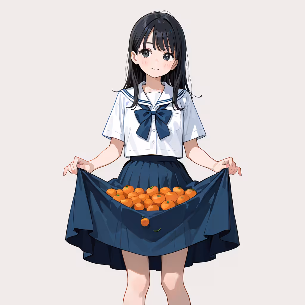 スカートで物を運ぶ(skirt basket)
