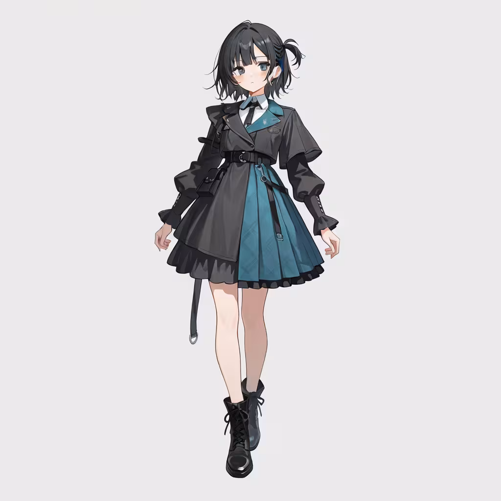 左右非対称のスカート(asymmetrical skirt)