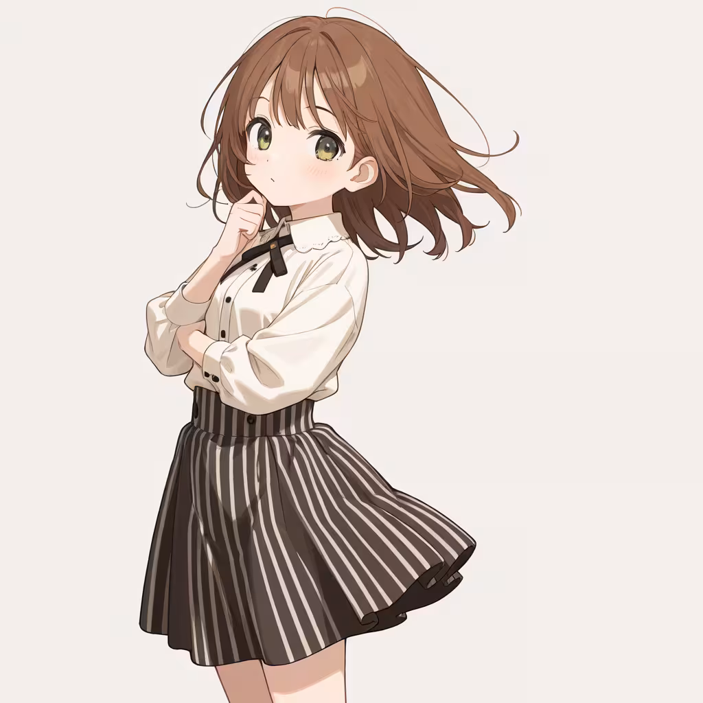 縦縞のスカート(vertical-striped skirt)