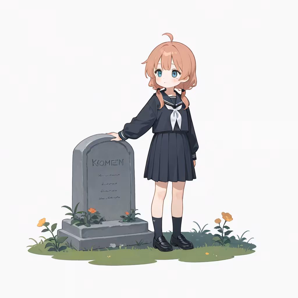 1girl tombstone simple background white background